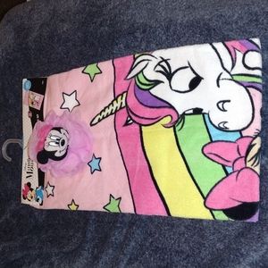 D New Disney Minnie mouse with unicorn 3D character pouf and Bath towel set